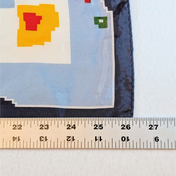 Paoli Vintage Silk Scarf Pixelated Flower - Picture 3 of 3